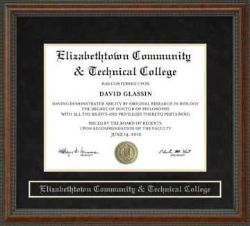 Elizabethtown Community & Technical College (ECTC) Diploma Frame