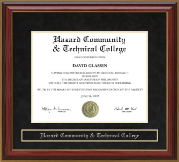 Hazard Community & Technical College (HCTC) Mahogany Diploma Frame