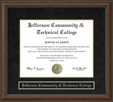 Jefferson Community & Technical College (JCTC) Diploma Frame