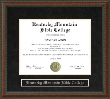 Kentucky Mountain Bible College (KMBC) Diploma Frame