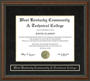 West Kentucky Community & Technical College (WKCTC) Diploma Frame