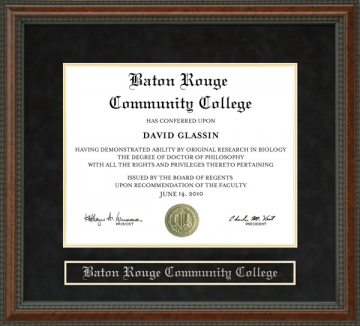 Baton Rouge Community College (BRCC) Diploma Frame