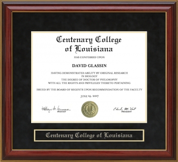 Centenary College of Louisiana Mahogany Diploma Frame