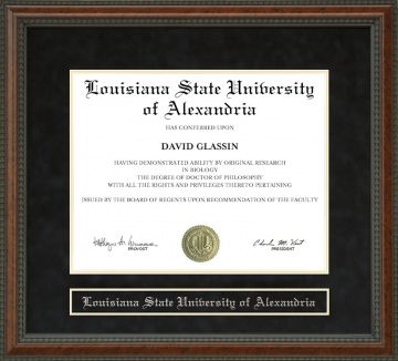 Louisiana State University of Alexandria Diploma Frame