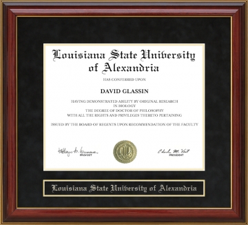 Louisiana State University of Alexandria Mahogany Diploma Frame