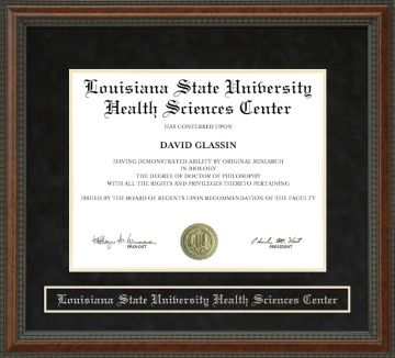 Louisiana State University Health Sciences Center Diploma Frame