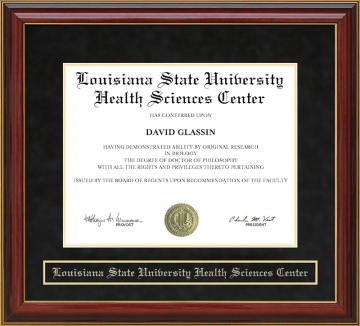 Louisiana State University Health Sciences Center Mahogany Diploma Frame