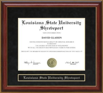 Louisiana State University Shreveport Mahogany Diploma Frame