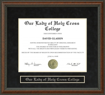 Our Lady of Holy Cross College (OLHCC) Diploma Frame