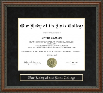 Our Lady of the Lake College (OLOLC) Diploma Frame