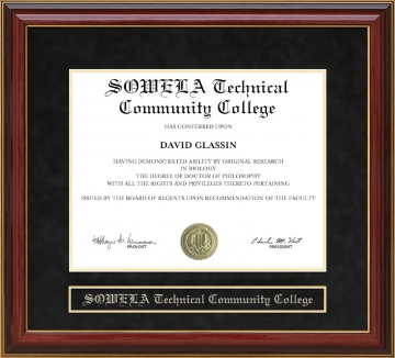 SOWELA Technical Community College Mahogany Diploma Frame