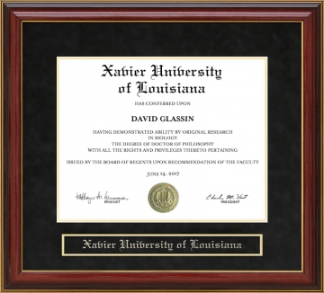 Xavier University of Louisiana Mahogany Diploma Frame