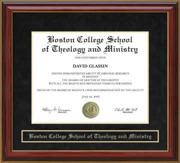 Boston College School of Theology and Ministry Mahogany Diploma Frame