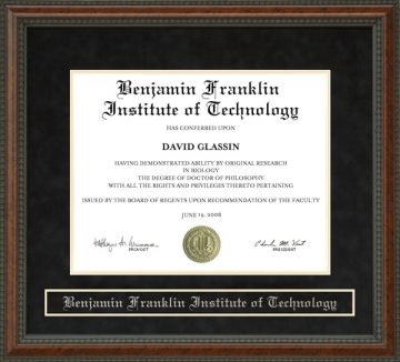 Benjamin Franklin Institute of Technology (BFIT) Diploma Frame