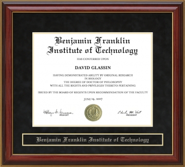 Benjamin Franklin Institute of Technology (BFIT) Mahogany Diploma Frame