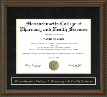 Massachusetts College of Pharmacy and Health Sciences (MCPHS) Diploma Frame