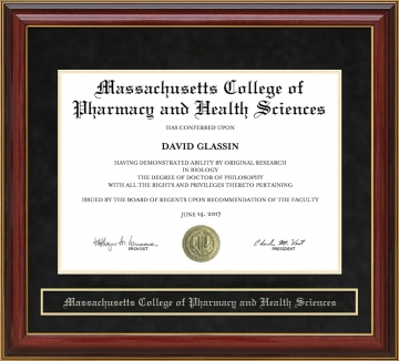 Massachusetts College of Pharmacy and Health Sciences (MCPHS) Mahogany Diploma Frame