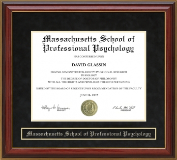 Massachusetts School of Professional Psychology (MSPP) Mahogany Diploma Frame