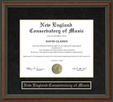 New England Conservatory of Music Diploma Frame