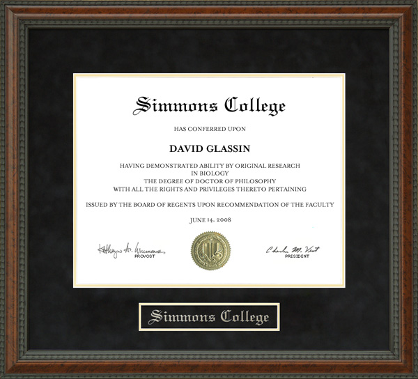 Simmons College diploma frame campus picture degree certificate high quality framing graduation gifts plaque certification award document holder case