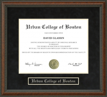 Urban College of Boston Diploma Frame