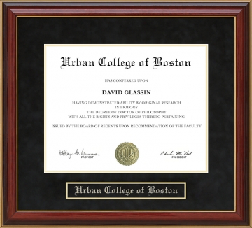 Urban College of Boston Mahogany Diploma Frame