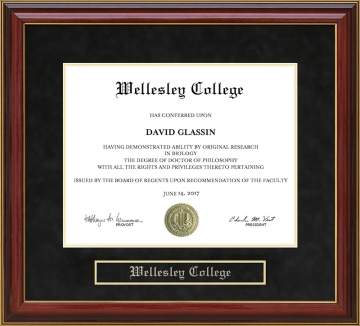 Wellesley College Mahogany Diploma Frame