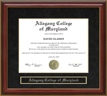 Allegany College of Maryland (ACM) Mahogany Diploma Frame