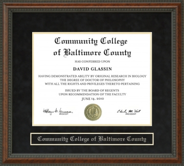 Community College of Baltimore County (CCBC) Diploma Frame