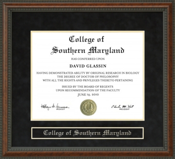 College of Southern Maryland (CSM) Diploma Frame