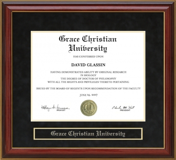 Grace Christian University Mahogany Diploma Frame