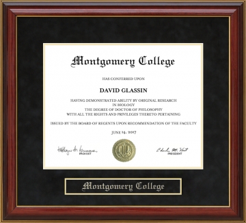 Montgomery College Mahogany Diploma Frame