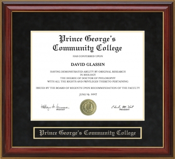 Prince George's Community College Mahogany Diploma Frame