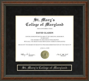 St. Mary's College of Maryland (SMCM) Diploma Frame