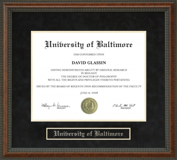 University of Baltimore (UB) Diploma Frame