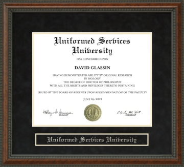 Uniformed Services University (USU) Diploma Frame