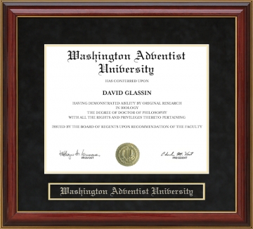 Washington Adventist University Mahogany Diploma Frame