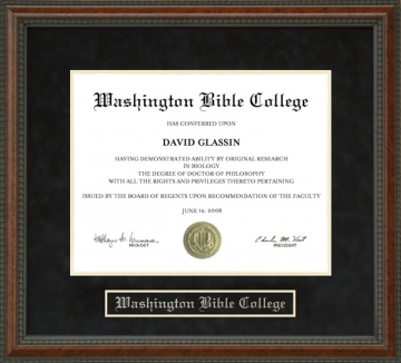 Washington Bible College (WBC) Diploma Frame