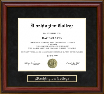 Washington College (WC) Mahogany Diploma Frame