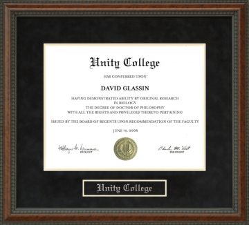 Unity College Diploma Frame