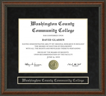 Washington County Community College (WCCC) Diploma Frame