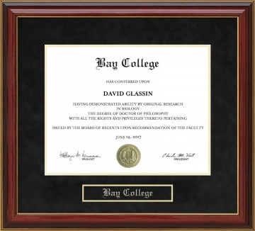 Bay College Mahogany Diploma Frame