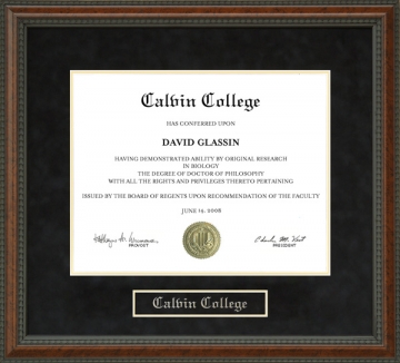Calvin College Diploma Frame