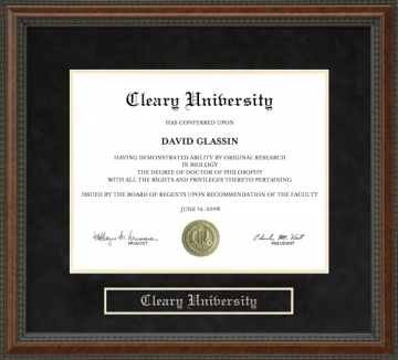 Cleary University Diploma Frame