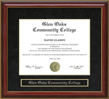 Glen Oaks Community College (GOCC) Mahogany Diploma Frame
