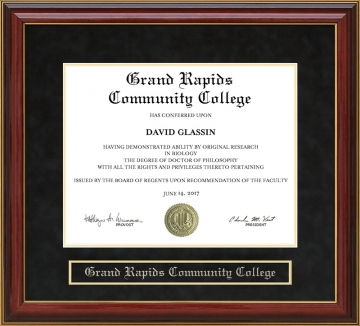 Grand Rapids Community College (GRCC) Mahogany Diploma Frame