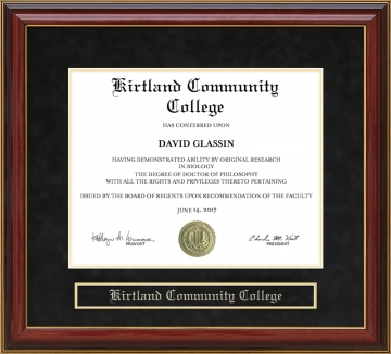 Kirtland Community College Mahogany Diploma Frame