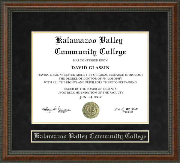 Kalamazoo Valley Community College (KVCC) Diploma Frame by Wordyisms