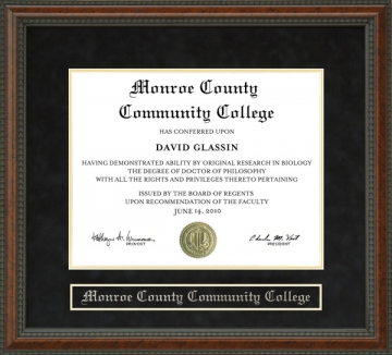 Monroe County Community College Diploma Frame