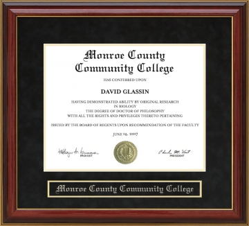Monroe County Community College Mahogany Diploma Frame